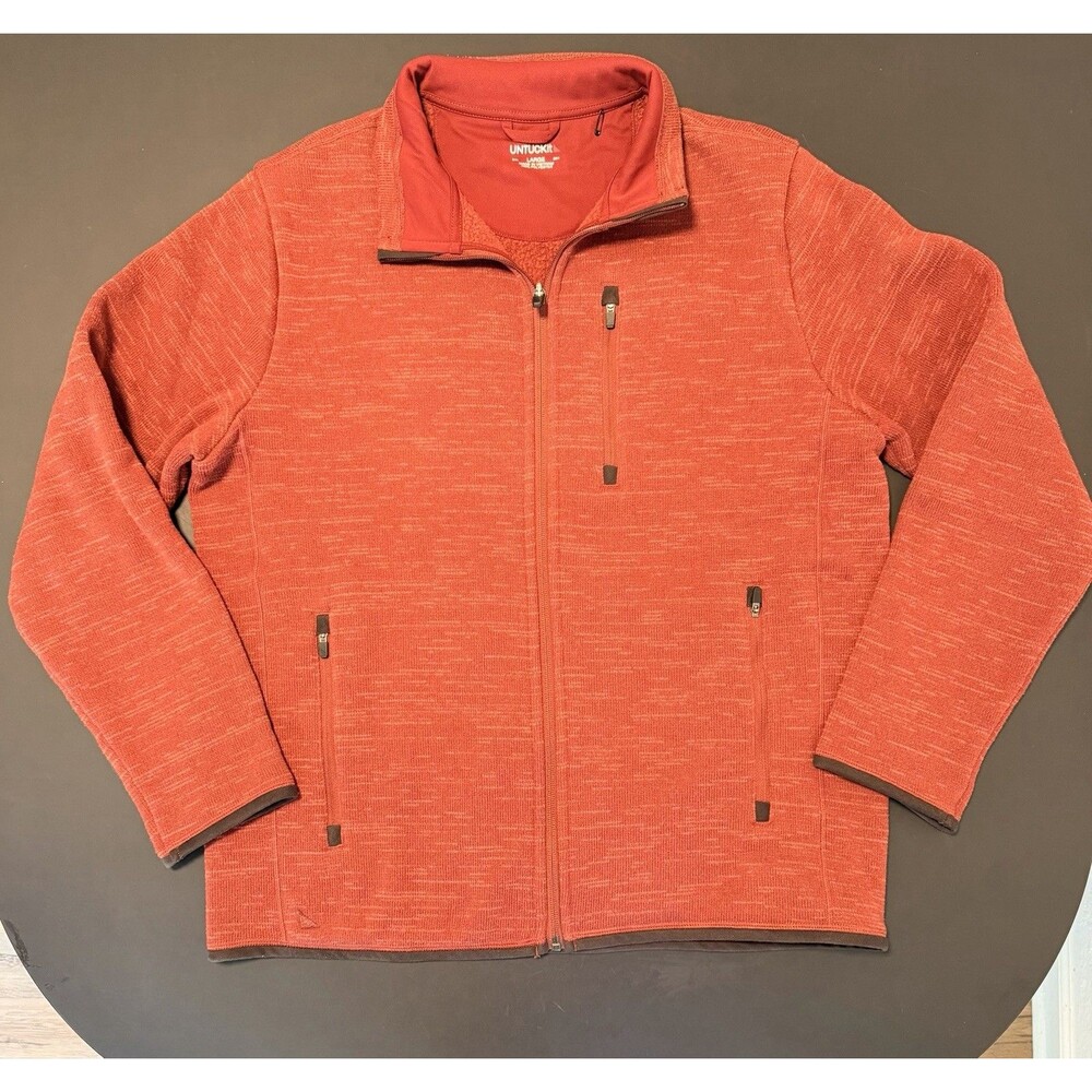 UNTUCKit Kezoh Fleece Jacket Mens Large Heathered Red Full Zip Mock Neck - Picture 2 of 10